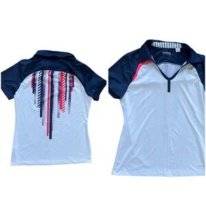Annika Cutter & Buck White Dark Blue Short Sleeve Golf Polo Women's size Small